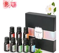 8-Piece Water-Soluble Essential Oil Gift Set - 10 ML Fragrance Oils for Diffuser, Humidifier, Massage - Jasmine, White Tea, Rose, Lily, Freesia, Orange, Mint & Deep Ocean