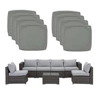 8-Piece Waterproof Outdoor Patio Cushion Covers Set for Rattan Sectional Sofa Zip Design Gray 24x22x4in - Furniture Replacement Covers