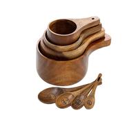 8 Piece Wooden Measuring Cups and Spoons Set for Baking & Cooking - Ideal for Bakers, Home Cook