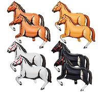 8 Pieces 30 Inches Horse Balloon Aluminum Foil Inflatable Horse Party Decoration Western Themed Balloons for Cowboy Birthday Baby Shower(Black, Brown, Yellow, White)