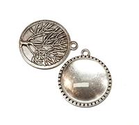 8 Pieces 4 Pieces Charm Empty Bezel Tray Lockets Metal Pendant Setting Jewellery 20 mm Round 4 Pieces Clear Glass Cabochon Craft Set, 32mm x 28mm und 20mm Cabachon, Brass Glass, None