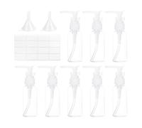 8 Pieces 50Ml Transparent Press Bottle, 2 Pieces Funnel And 1 Blank Label, Liquid Dispensing Bottle, Mini Funnel, Writeable Stickers, Dispensing Tools.