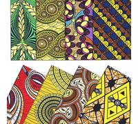 8 Pieces African Print Fabric 19.7x15.7inch/50x40cm Bohemian Ankara Ethnic Pattern Fat Quarters Fabric Bundle, Multicolored African Precut Patchwork for Face Covering Make Sewing DIY Quilting Supplies