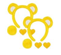 8 Pieces Bear Costume Accessory Adult, Cute Bear Costume with Bear Ears Headband, Pom Tail and Heart Shaped Felt Heart Patch, Fluffy Bear Ears Headband for Dress-Up, Parties & Cosplay Accessories (E)