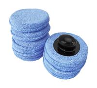 8 Pieces Blue Sponge Pads, 1 Waxing Handle, Waxing Round Cakes, Microfiber Polishing Sponges, Car Polishing Pads, Round Cleaning Supplies