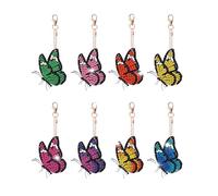 8 Pieces Butterflies Diamond Painting Keyring Kits, DIY Double Sided Butterfly Diamond Art Keyring Set, 5D Diamond Art Painting Keychains, Mosaic Diamond Keychain Butterflies with DIY Tools (A1)