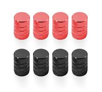 8 Pieces Car Tire Valve Caps, Tire Valve Caps, Universal Tire Valves, Car Tire Dust Caps With Rubber Rings (Black, Red)