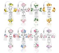 8 Pieces Christian Bible Verse Diamond Art Bookmarks 5d Christian Beaded Bookmark Acrylic Tassel Bookmark for DIY Making Beginners Kids Adults Arts Craft Supplies (Floral)