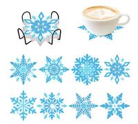 8 Pieces Christmas Snowflake Diamond Coasters Kits Christmas DIY Coasters with Holder Holiday Acrylic Round Cup Coaster with Cork Pads for Drinks Diamond Arts Kits