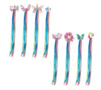 8 Pieces Colourful Wig Hair Accessories, Synthetic Wigs, Kids Colourful Braid Wigs, Bow Hair Braids, Girls Hair Accessories, Play Acting Accessories, Clip On Rainbow Colour Wig Hair Accessories