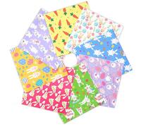 8 Pieces Cute Easter Fabric, 50 x 50 cm Bunny Carrots Eggs Chick Print Squares Quilting Patchwork Holiday Fabric Bundles for DIY Easter Day Crafts Handmade Sewing Party Decor Making Supplies