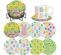 8 Pieces Easter Diamond Coasters Kits with Holder DIY Rabbit Art Coaster Coaster for Adults Diamond Kits Supplies for Spring Easter Gift