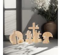 8 Pieces Easter Wooden Table Decorations Easter Scene Decorations Religious Party Decorations Cross Tabletop Wooden Table Centrepieces Decorations Decorative Supplies