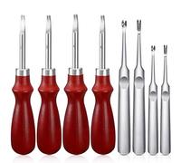 8 Pieces Edge Leather Beveler Cutting and Leather Edge Skiving DIY Craft Tool, Hand Leather Grooving Tool for Leather Crafting Work (1.5 mm, 1.2 mm, 1.0 mm, 0.8 mm)