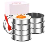 8 Pieces English Muffin Rings Crumpet Rings 3.15 Inch Stainless Steel Double Rolled Tart Ring Nonstick Metal Round Ring Mold for Kitchen Cooking Baking