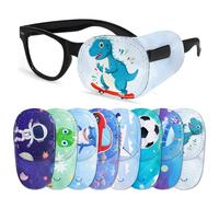 8 Pieces Eye Patches for Kids Boys,Cartoon Dinosaur Car Eye Patch for Lazy Eye Amblyopia Strabismus Reusable Glasses Over the Lens Eyepatch for Lazy Eye Amblyopia Strabismus Toddler Children