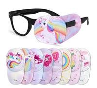 8 Pieces Eye Patches for Kids Girls Boys,Unicorn Mermaid Cartoon Eye Patch Reusable Glasses Over the Lens Eyepatch for Lazy Eye Amblyopia Strabismus Toddler Children