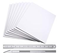 8 Pieces Foam Boards Foam Core Backing Boards, Silver Craft Knife with Protective Cap and 12 Inch Stainless Steel Ruler for Art Presentations Crafts Display Favors (White, Silver,16 x 12 x 0.2 Inches)