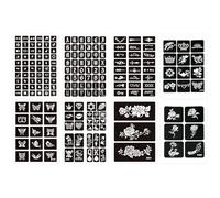 8 Pieces Glitter Tattoo Stencils, Tattoo Stencils Set, Children for Glitter Tattoos, Temporary Temporary Stencil Face, Henna Children's Make-Up, Reusable Glitter Boys Glue, Sticker Adult Kit