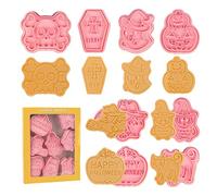 8 Pieces Halloween Cookie Cutters Set, 3D Pressable Halloween Biscuit Cutters Plastic Cookie Stamp, Pumpkin Bat Ghost Spider Web Pastry Biscuit Mold for Halloween Party DIY Baking Decor