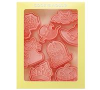 8 Pieces Halloween Cookie Cutters Set Halloween Biscuit Cutters Plastic Ghost Pumpkin Bat Cat Cookies Cutters for Baking, A