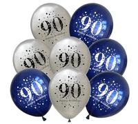 8 Pieces happy birthday balloons, 12 inch latex balloons, 90th birthday men and women 90th anniversary balloons, without ribbons, party balloon decorations for birthdays (Number 90)