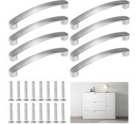 8 Pieces Kitchen Cupboard Handles 128 mm Hole Centre Cabinet Handles Cupboard Door Handles with 16 Screws Aluminum Wardrobe Handle Brushed Nickel Kitchen Handle for Cupboards Cabinet Pull