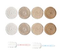 8 Pieces Linen Coasters And 2 Pieces Cup Brushes, Bohemian Style Coasters, Simple Style Coasters, Table Decoration, Removable Cleaning Brush, Sponge Cleaning Brush