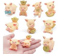 8 Pieces Lucky Pigs, Lucky Pigs, Pig Ornaments, Mini Pig Figurine, Small Pig Ornaments, Mini Resin Pig, Decoration for the Desk, Suitable for Christmas