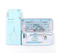8-Pieces Math Geometry Kit Student Supplies Includes Rulers, Protractor, Compass, Pencil, Eraser Engineering Drawings Set
