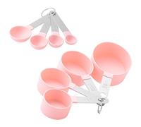 8 Pieces Measuring Cups and Spoons Set Measuring Cups for Baking Nesting Measure Cups with Stainless Steel Handle 4 Measuring Cups / 4 Measuring Spoons for Baking Kitchen Tools (Pink)
