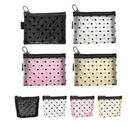 8 Pieces Mesh Cosmetic Bag, Love Pattern Cosmetic Bag, Large Capacity Cosmetic Bag, Breathable Cosmetic Bag, Travel Accessories