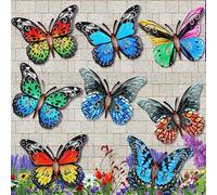 8 Pieces Metal Butterfly Wall Art Decor, 3D Butterfly Hanging Wall Decor Sculpture for Balcony Patio Living Room Garden Outdoor Fence Decoration (Stylish Style)