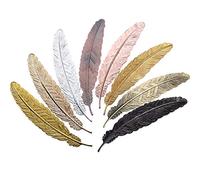 8 Pieces Metal Feather Bookmarks Assorted Metal Bookmark Feather Shape Book Marker for Adults and Kids (Set 1)