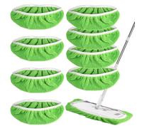 8 Pieces Microfibre Mop Pads 25.4 × 11.5 cm Reusable Mop Pads, Mop Heads Replacement, Sweeping Cloths Mops Washable Microfiber Sweeping Mop Refills Floor Cleaning Refills for Wet & Dry Use Green