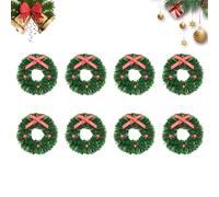 8 Pieces Mini Garland for Christmas Dollhouse Christmas Wreath Ornaments Christmas Wreath Mini for Ddollhouse Garden Decoration Christmas Tree Christmas Decoration Pendant