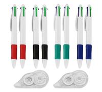 8 Pieces Multi-Color Pens, 2 Pieces Correction Belts, Retractable Ballpoint Pens, Multi-Function Stationery Pens, Four-in-One Markers, Office and School Stationery Supplies