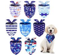 8 Pieces Nautical Pet Bandanas Ocean Pet Triangle Scarf Bibs Puppy Bandanas Adjustable Dog Bandanas Washable Sea Turtle Pet Triangle Scarf Accessories Summer Pet Bandanas for Most Pet Wearing