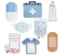 8 Pieces Nurse Sticky Notes,Medical Themed Cute Memo Pads,Medical Theme Self-Adhesive Notepads,Nurse Gifts,for Hospital School Office Records Checklist Supplies(Blue)