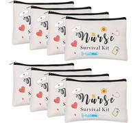 8 Pieces Nursing Makeup Bags Nurse Survival Kit Cosmetic Funny Travel Pouch Bag Nurse Practitioner Gifts for Women Nursing Supplies