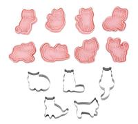 8 Pieces of Cat Shape Molds and 5 Pieces of Stainless Steel Molds, Cute Animal Molds, Creative Cartoon Molds, Baking Accessories