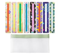 8 Pieces of Colorful Bookmarks and 1 Piece of Pencil Case, Children's Reading Aids, Plastic Bookmarks, Children's Bookmarks, School Supplies, Stationery Storage Bag, Large-Capacity Pencil Case
