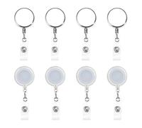8 Pieces of Extendable Keychains, Extendable Id Holder, Retractable Id Card Yo-Yo, Extendable Steel Cable Keychain (32 * 85Mm)