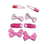8 pieces of fabric hair clips, hand-made cute and sweet pink bow side clips that won't damage the hair D
