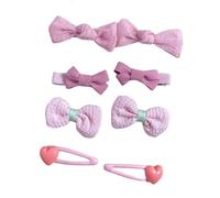8 pieces of fabric hair clips, hand-made cute and sweet pink bow side clips that won't damage the hair A
