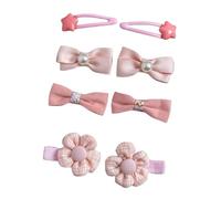 8 pieces of fabric hair clips, hand-made cute and sweet pink bow side clips that won't damage the hair C