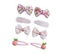 8 pieces of fabric hair clips, hand-made cute and sweet pink bow side clips that won't damage the hair B