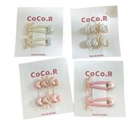 8 pieces of fabric hair clips, hand-made cute colorful heart-shaped pearl bow side clips that won't damage the hair