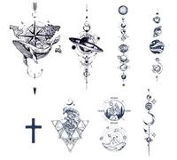 8 Pieces Of Juice Herbal Temporary Tattoo Fake Tattoo Stickers Planet Universe Waterproof Semi-Permanent For Men And Women Lasting For Two Weeks