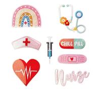 8 Pieces of Nurse Theme Patches, Creative Design Patches, Cute Embroidery Patches, Clothing Decoration Patches, Sewing Materials